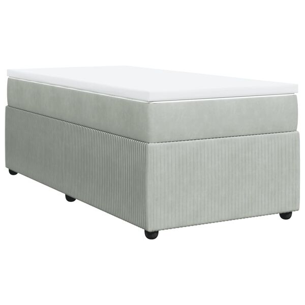 vidaXL Sommier &agrave; lattes de lit et matelas Gris clair 90x190 cm Velours