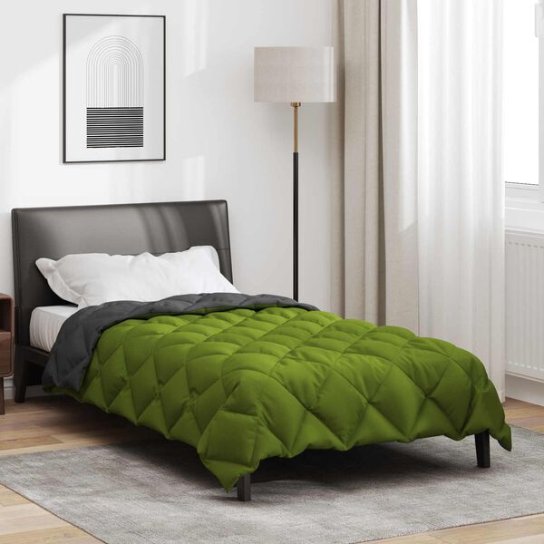 vidaXL Duvet d'hiver Vert et Anthracite 140 x 200 cm Microfibre