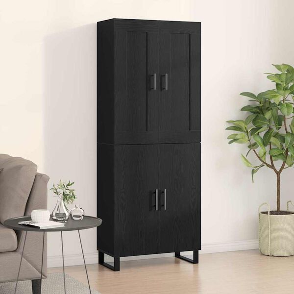 vidaXL Haut Armoire Ch&ecirc;ne noir 69,5 x 34 x 180 cm Bois d'ing&eacute;nierie