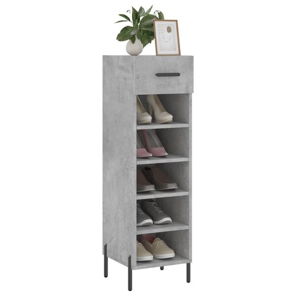 vidaXL Armoire &agrave; chaussures gris b&eacute;ton 30x35x105 cm bois d'ing&eacute;nierie