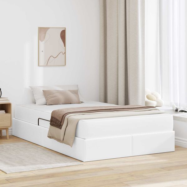 vidaXL Lit avec rangement et matelas avec matelas Blanc 120 x 190 cm