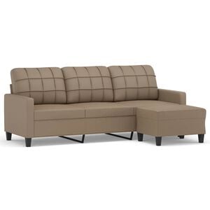 vidaXL Canap&eacute; &agrave; 3 places avec repose-pieds Cappuccino 180cm Similicuir