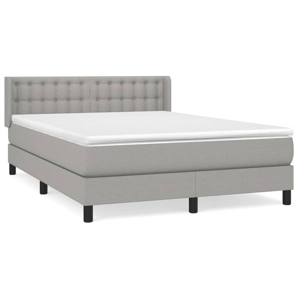 vidaXL Sommier &agrave; lattes de lit avec matelas Gris clair 140x200cm Tissu