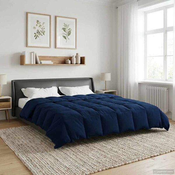 vidaXL Duvet complet toute l'ann&eacute;e Bleu fonc&eacute; 200 x 200 cm Microfibre