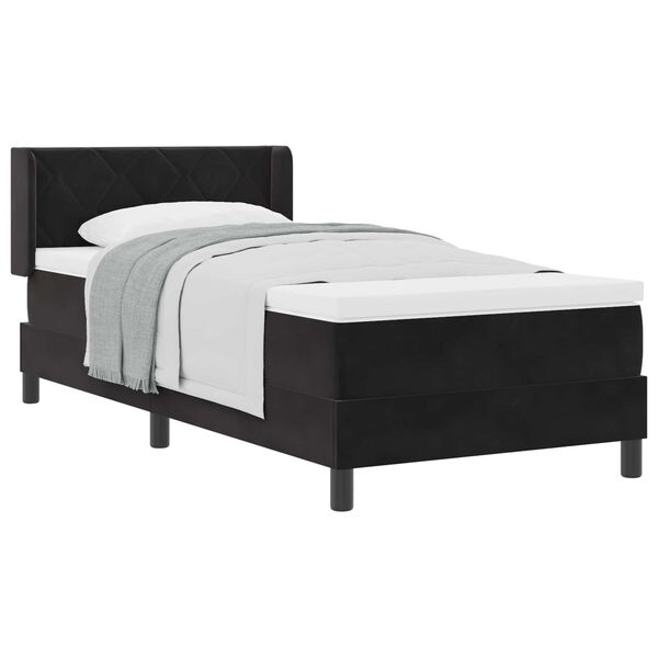vidaXL Lit &agrave; ressorts avec matelas Noir 200 x 100 cm Velours