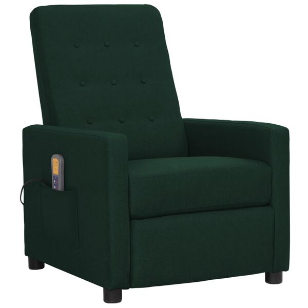 vidaXL Fauteuil de massage Vert fonc&eacute; Tissu