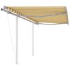 vidaXL Auvent r&eacute;tractable automatique et poteaux 3,5x2,5 m Jaune blanc