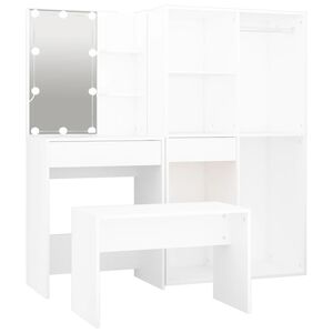 vidaXL Ensemble de coiffeuse avec LED Blanc Bois d'ing&eacute;nierie