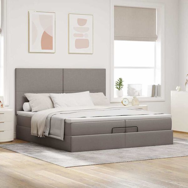 VidaXL Cadre de lit ottoman avec matelas taupe 200x200cm tissu