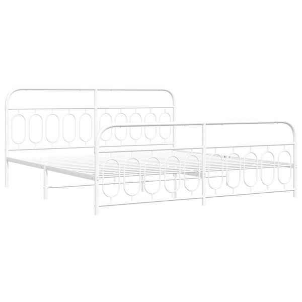 vidaXL Cadre de lit m&eacute;tal sans matelas et pied de lit blanc 200x200 cm
