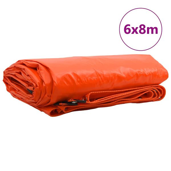vidaXL B&acirc;che 650g / m&sup2; Orange 6 x 8 m Toile avec rev&ecirc;tement en PVC