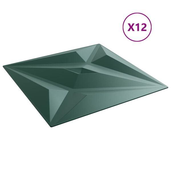 vidaXL Panneaux muraux 12 pcs vert 50x50 cm XPS 3 m² étoile