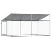 vidaXL Cage pour chien avec toit et porte gris 4x2x2 m acier galvanis&eacute;