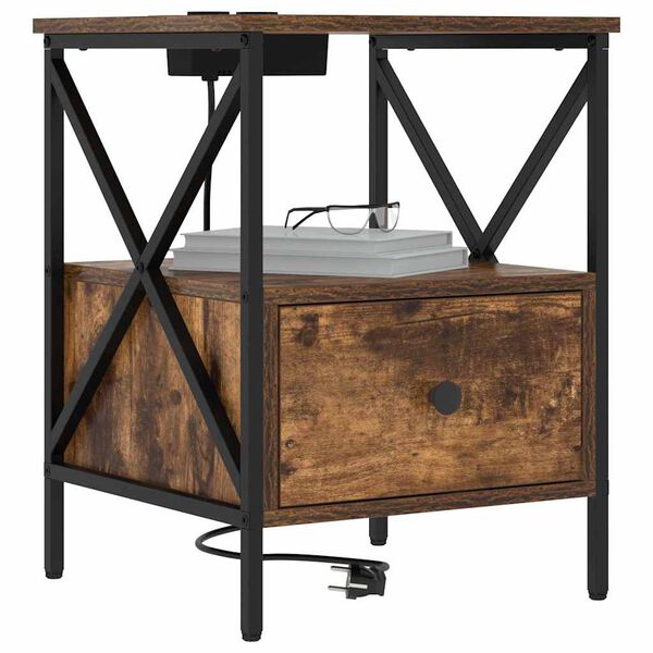 vidaXL Cabinet de chevet 2 pcs Ch&ecirc;ne fum&eacute; 41,5 x 40,5 x 55 cm