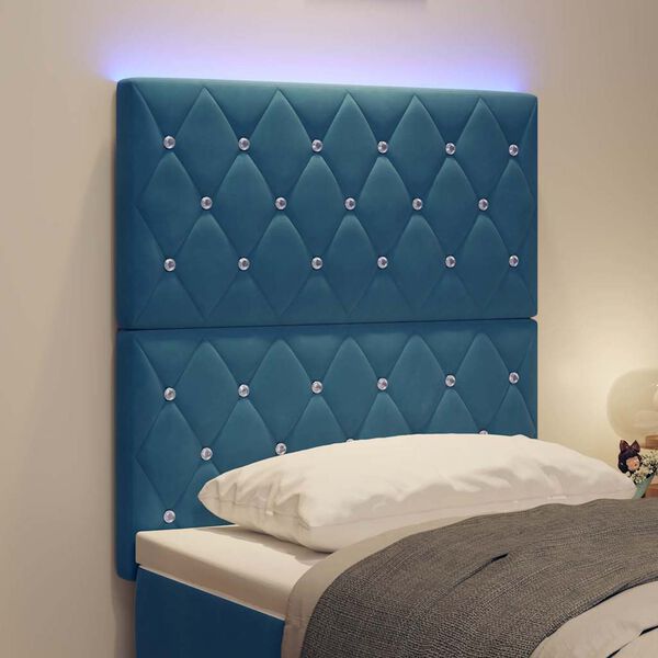 vidaXL T&ecirc;te de lit LED avec t&ecirc;te de lit Bleu fonc&eacute; 80 cm Polyester