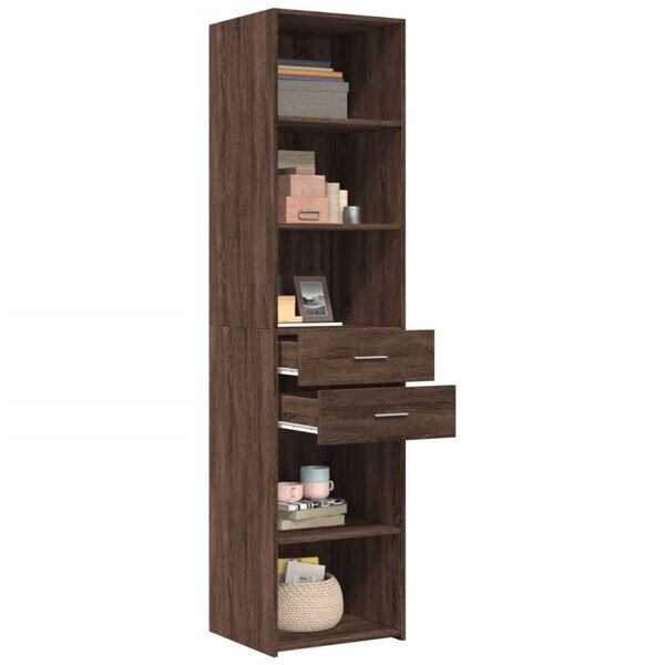 vidaXL Buffet haut chêne marron 45x42,5x185 cm bois d'ingénierie