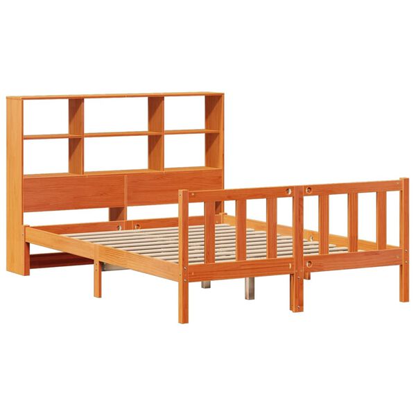 vidaXL Lit biblioth&egrave;que sans matelas cire marron 150x200 cm pin massif