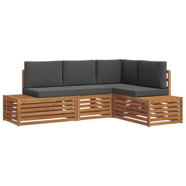 vidaXL Ensemble de canap&eacute;s d'ext&eacute;rieur 4 Pi&egrave;ce Naturel et Anthracite