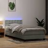 vidaXL Sommier &agrave; lattes de lit et matelas et LED gris clair 90x220 cm velours