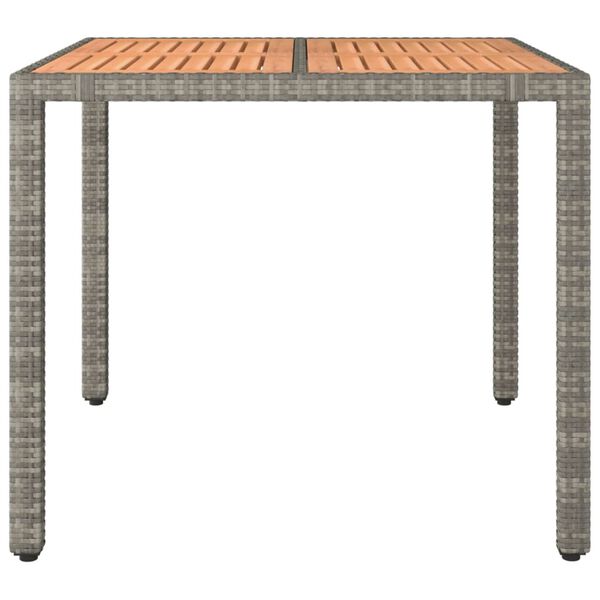 vidaXL Table de jardin et dessus en bois Gris Résine tressée et acacia