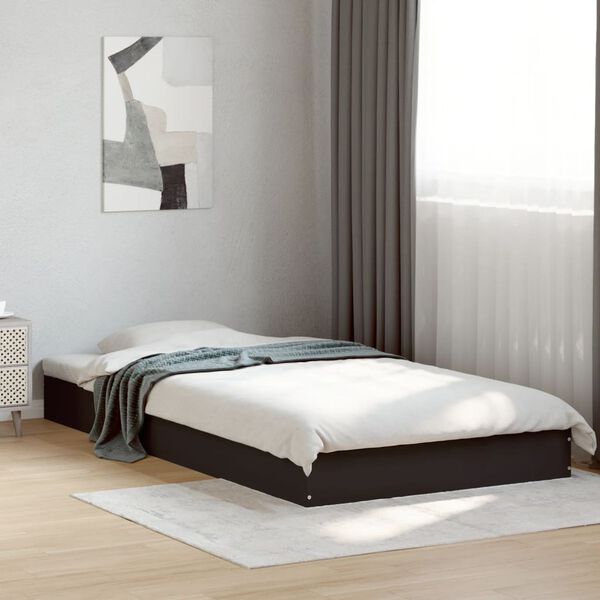 vidaXL Cadre de lit sans matelas noir 90x190 cm bois ingénierie