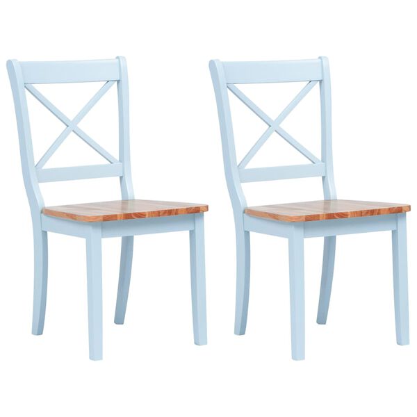 vidaXL Chaises &agrave; manger lot de 2 gris et bois clair bois h&eacute;v&eacute;a massif
