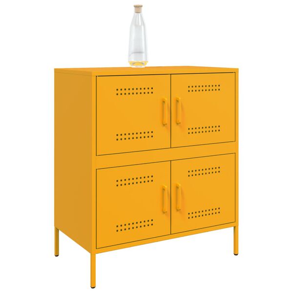 vidaXL Buffet jaune moutarde 68x39x79 cm acier