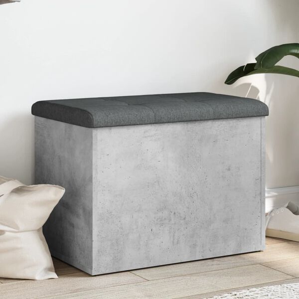 vidaXL Banc de rangement gris b&eacute;ton 62x42x45 cm bois d'ing&eacute;nierie