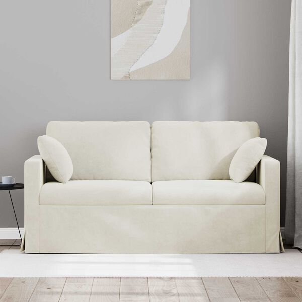 vidaXL Canap&eacute; Cr&egrave;me 158 x 78 x 80 cm Velours