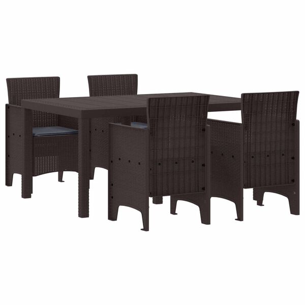 vidaXL Ensemble de salle &agrave; manger pour jardin 5 pcs Marron Rattan Polt
