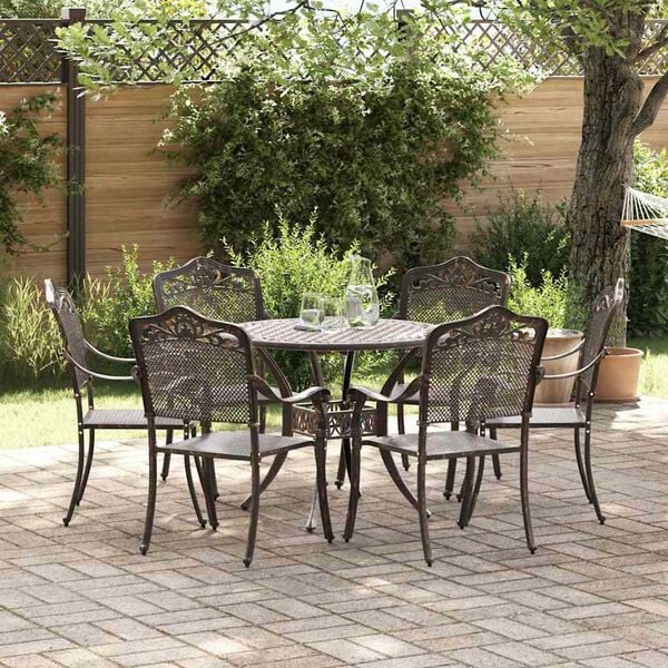 vidaXL Ensemble de salle &agrave; manger pour jardin 7 pcs Bronze