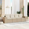 vidaXL Salon de jardin avec coussins 4 pcs beige r&eacute;sine tress&eacute;e