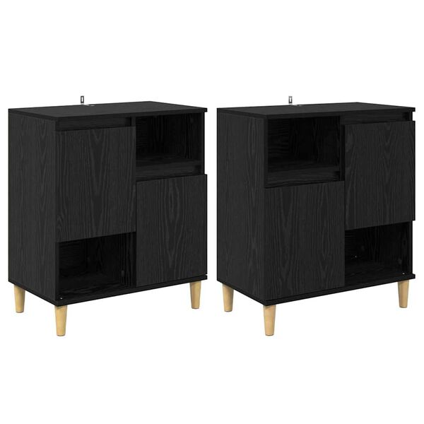 vidaXL Buffets 2 pcs Ch&ecirc;ne noir 60 x 35 x 70 cm Bois d'ing&eacute;nierie