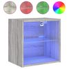 vidaXL Table de chevet murale avec lumi&egrave;res LED sonoma gris