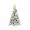 vidaXL Sapin de No&euml;l artificiel pr&eacute;-&eacute;clair&eacute; Argent 210 cm PET