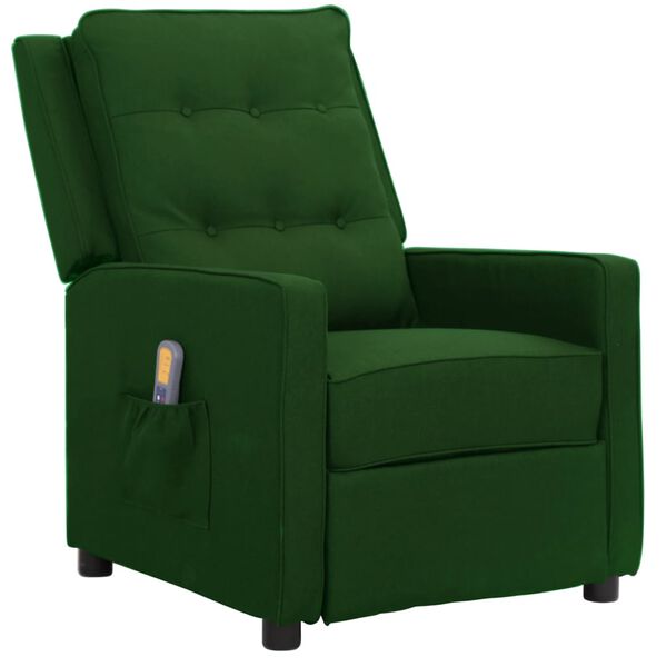 vidaXL Fauteuil de massage Vert fonc&eacute; Tissu