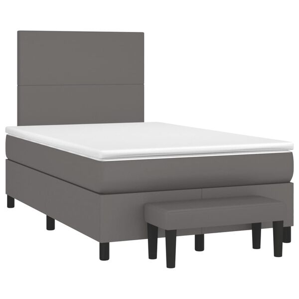 vidaXL Sommier &agrave; lattes de lit avec matelas gris 120x190 cm similicuir