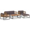 vidaXL Salon de jardin 5 pcs Bois d'acacia massif et acier