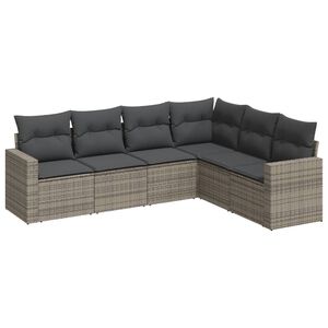 vidaXL Salon de jardin 6 pcs avec coussins gris r&eacute;sine tress&eacute;e