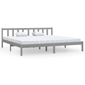 vidaXL Cadre de lit sans matelas gris bois massif 200x200 cm
