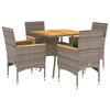 vidaXL Ensemble &agrave; manger de jardin et coussins 5 pcs gris rotin acacia