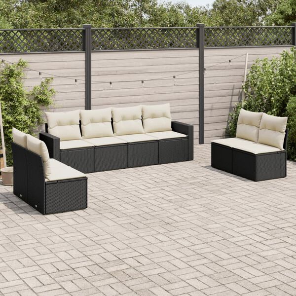 vidaXL Salon de jardin 8 pcs avec coussins noir r&eacute;sine tress&eacute;e