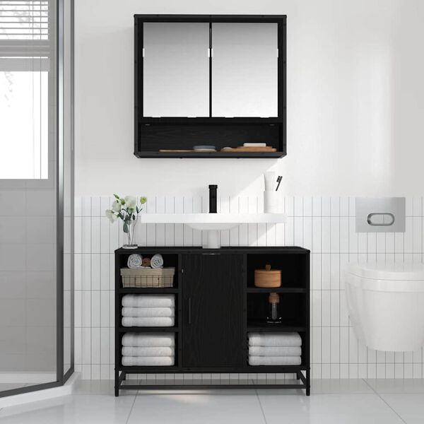 vidaXL &Eacute;tag&egrave;re Murale avec &eacute;tag&egrave;re Ch&ecirc;ne noir 65 x 20 x 60 cm