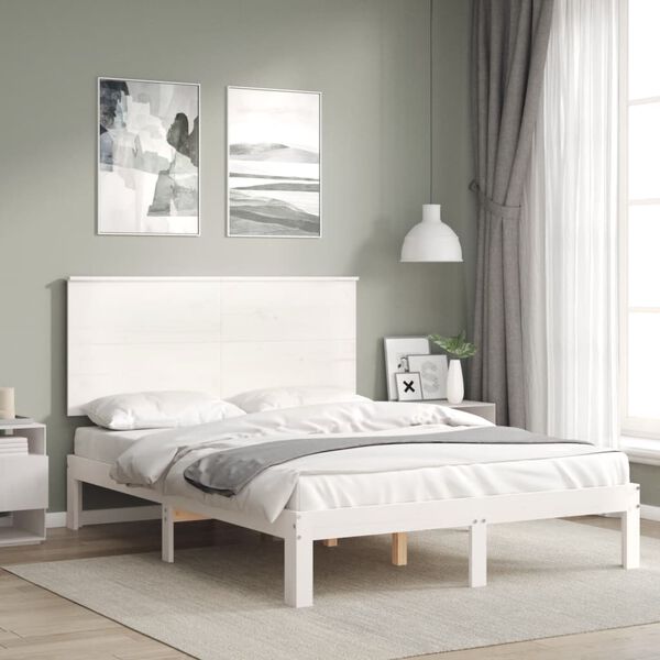 vidaXL Cadre de lit sans matelas blanc bois de pin massif