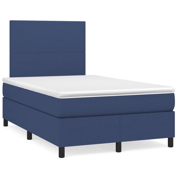 vidaXL Sommier &agrave; lattes de lit avec matelas bleu 120x190 cm tissu
