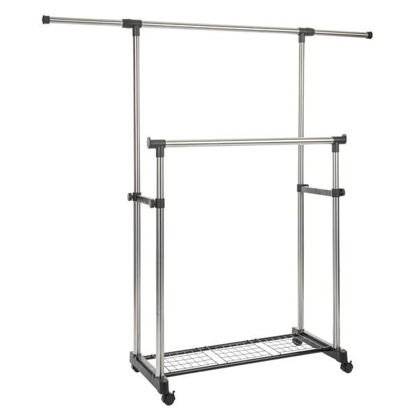 Practo Home Porte-v&ecirc;tements r&eacute;glable avec doubles cintres