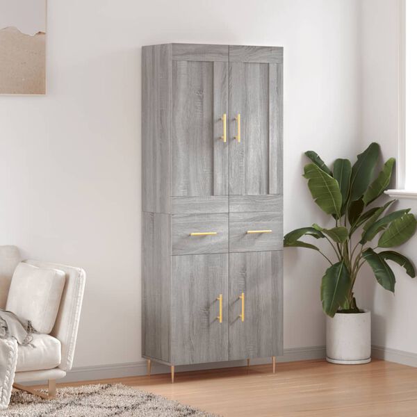 vidaXL Buffet haut Sonoma gris 69,5x34x180 cm Bois d'ing&eacute;nierie