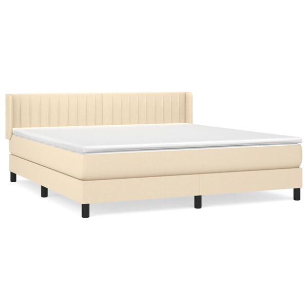 vidaXL Sommier &agrave; lattes de lit avec matelas Cr&egrave;me 180x200 cm Tissu