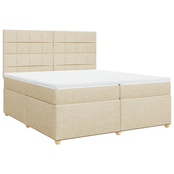 vidaXL Sommier &agrave; lattes de lit avec matelas Cr&egrave;me 200x200 cm Tissu
