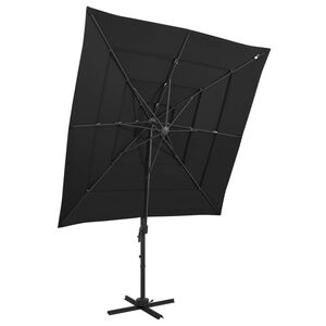 vidaXL Parasol de jardin &agrave; 4 niveaux avec m&acirc;t en aluminium noir